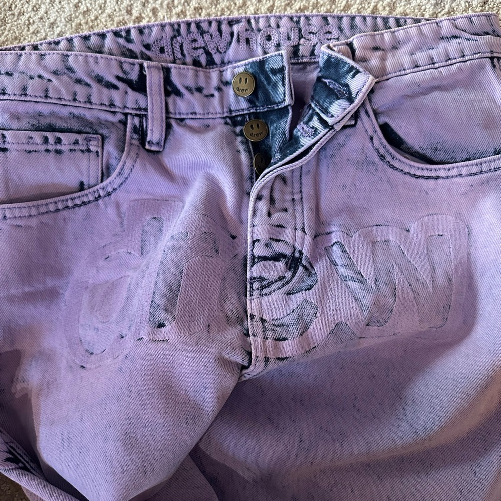 DREW Lavender Acid-Wash Jeans with Subtle Logo Detail